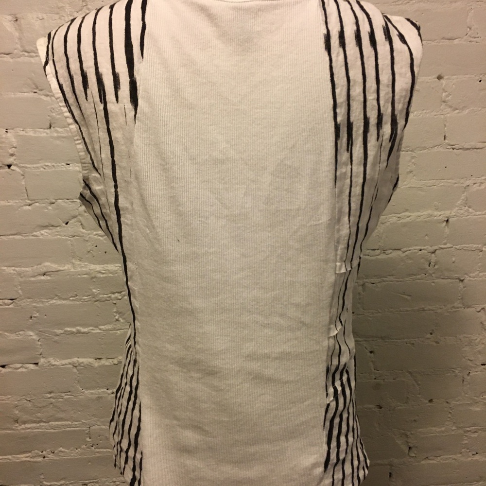 Inizio linen asymmetric sleeveless top black white stripe m - Picture 4 of 7